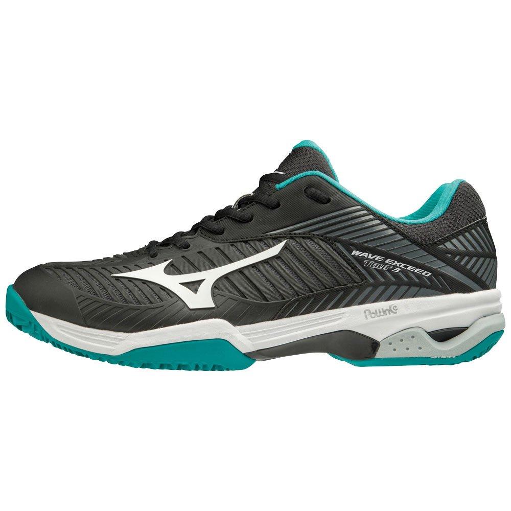 Mizuno Men's Tennis Shoes WAVE EXCEED TOUR 3CC Black/White/Blue - YTFXLUP-15